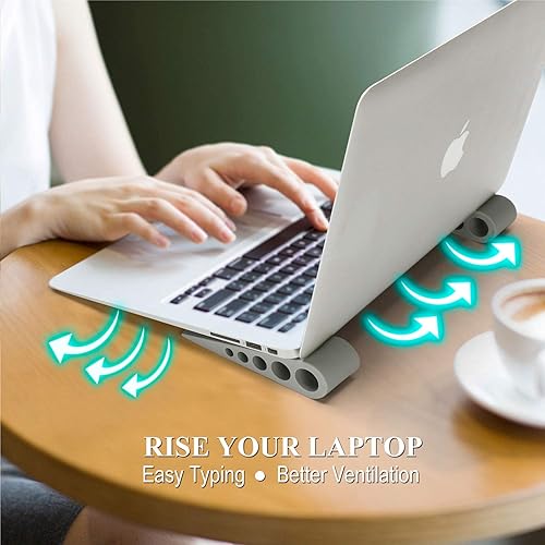 Miniatura 2 de SUPBEE Soportes para laptop, 4 unidades Soporte elevado de goma antideslizante portátil para laptop, cuña inclinable de escritorio y elevadores