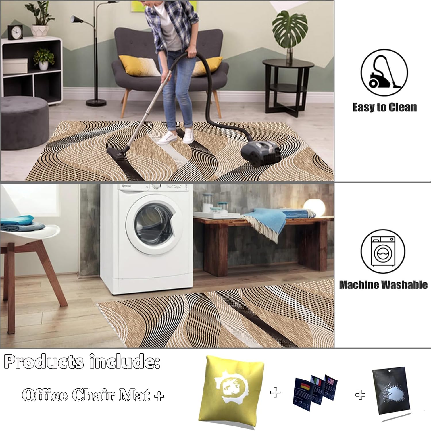 120 x 160 cm Office Chair Mat for Hardwood and Carpet Floors Multi Purpose Gaming Chair Mat Home and Office Carpet Protector Anti Skid Noise Reduction Floor Protection (Black034 160 x 200 cm)