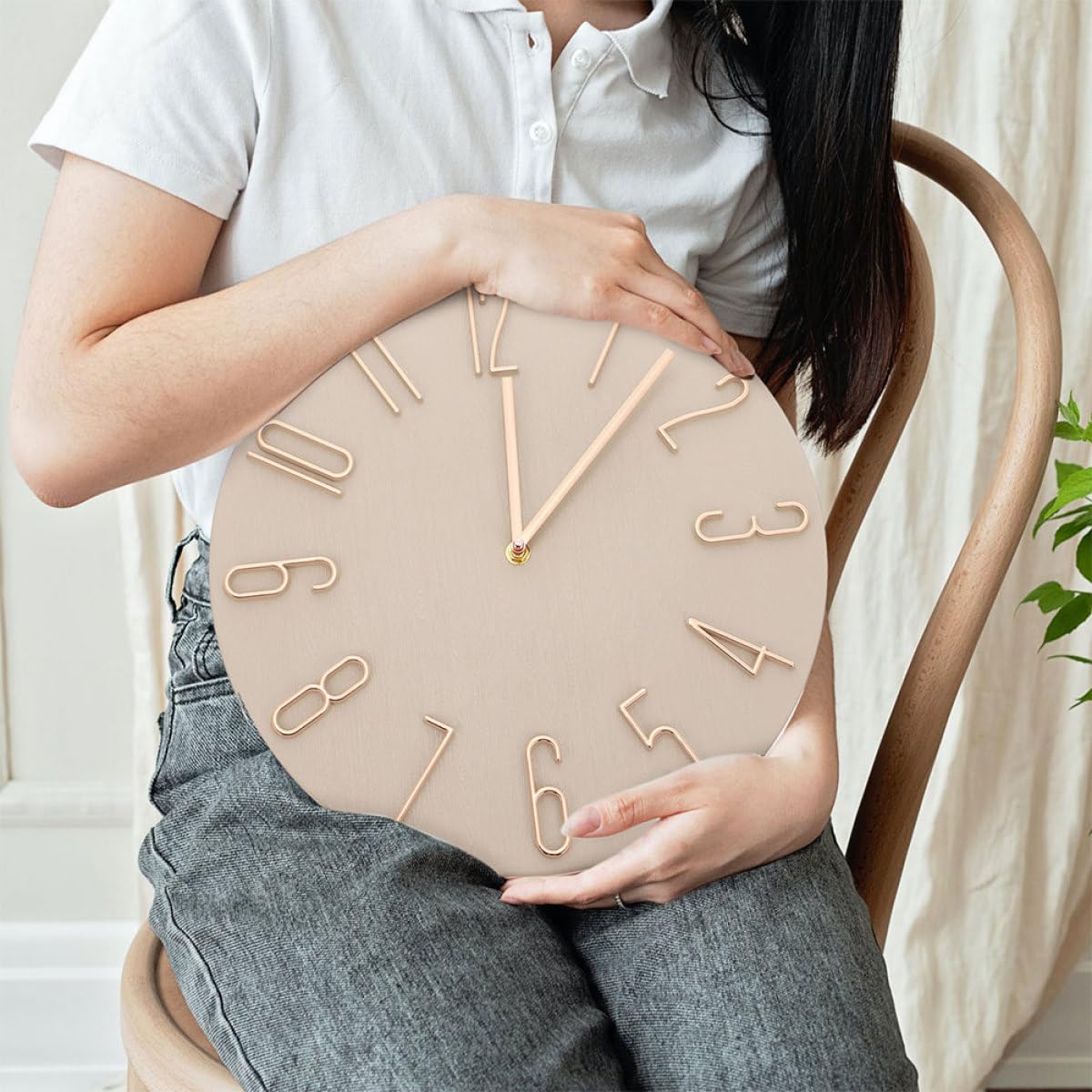 Hemobllo Geräuschlose Wanduhr 30cm mit Großen Zahlen, Kunststoff Panel