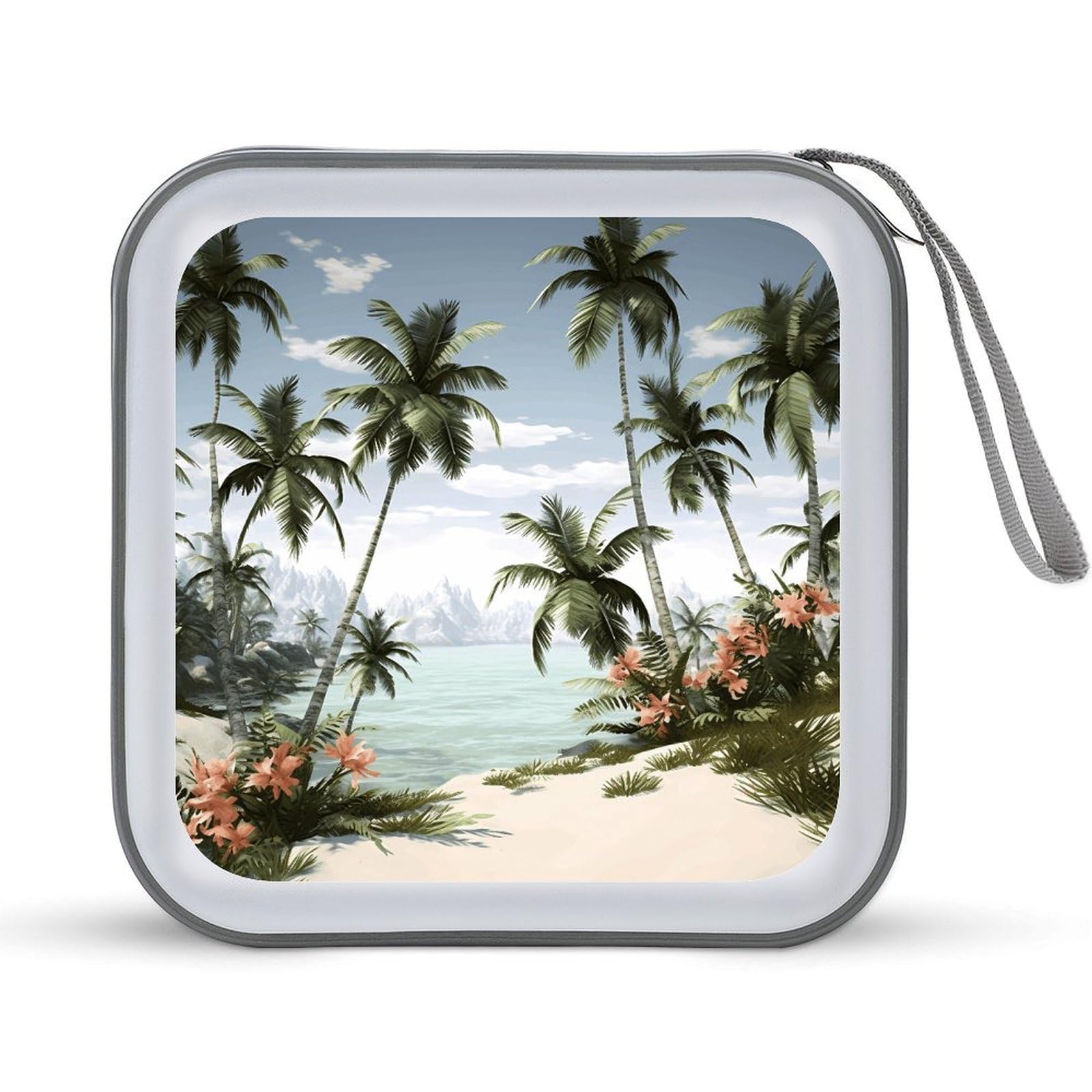 VstaDank Tropical Palm Trees CD Case Holder Hard Plastic DVD Case Storage Holders 40 Capacity Large Storage Disc Wallet Bag Portable Zipper CD/DVD Wallet Holder Organizer for Car Home Travel