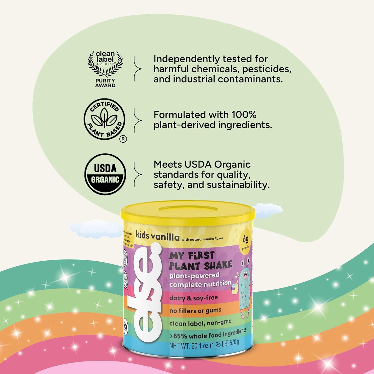 Else Nutrition Plant-Based Protein Shake Powder for Kids Ages 2-13 – Vanilla flavor Dairy-Free Kids Protein Powder with 25 Vitamins & Minerals, Complete Nutrition for Picky Eaters | 1-Pack