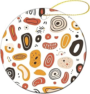 Ornaments for Christmas Tree 2025,Ceramic Round Hanging,Warm Color Abstract Image Print Double Sided Christmas Pendant,Christmas Keepsakes,for Women Men 2 Pcs