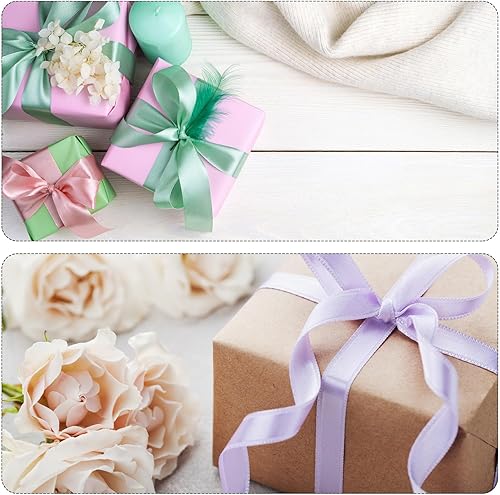 Miniatura 7 de MECCANIXITY Cinta de satén de 38 pulgadas de grosgrain de seda sólida fina para ramo de boda, para regalo del día de San Valentín, lazos para caja