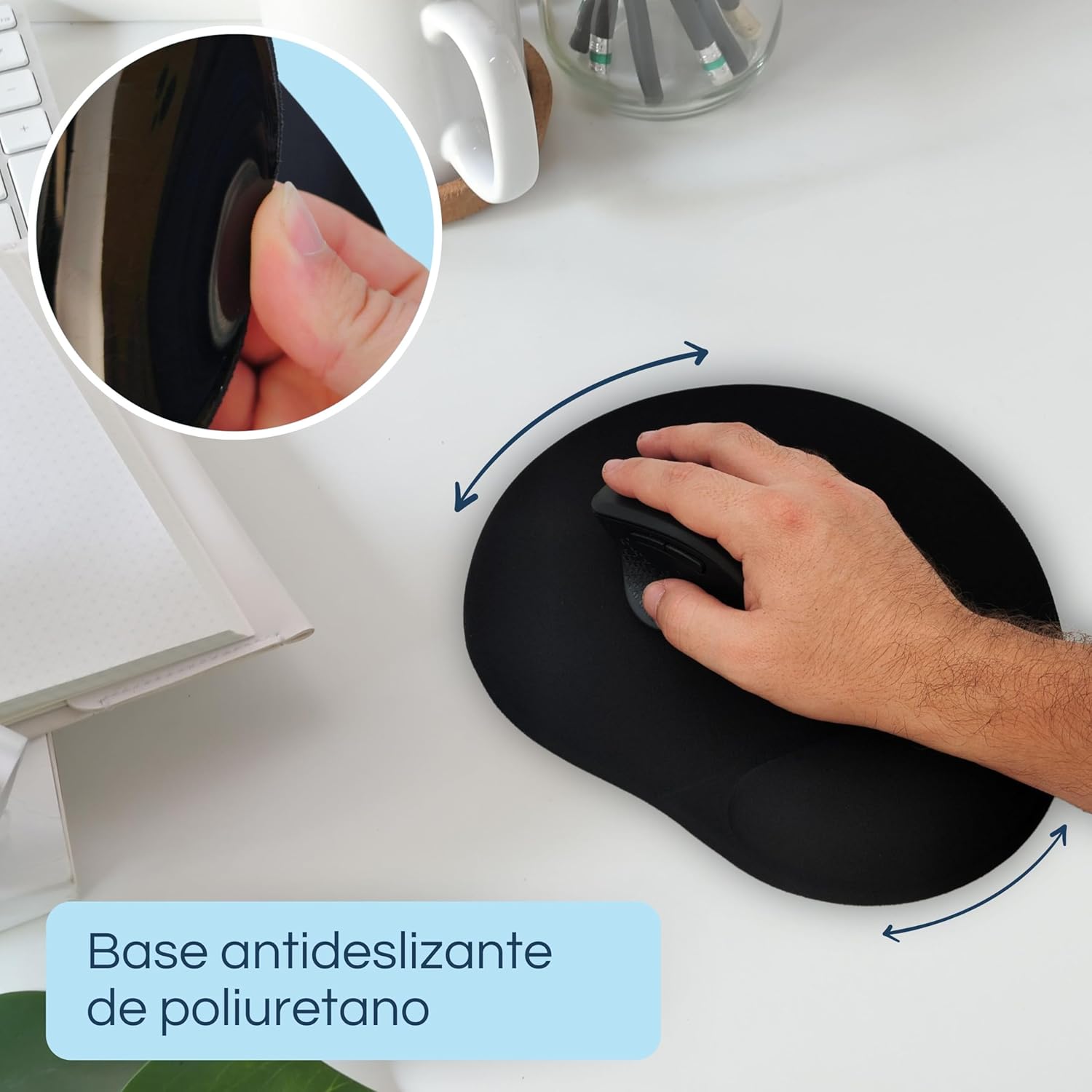 RAYLU PAPER - Mouse Pad with Gel Wrist Rest, Soft Touch Ergonomic Mouse Pad and Non-Slip Base, Black