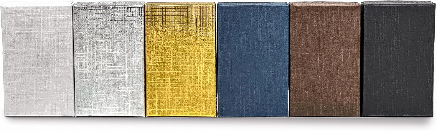 TheDisplayGuys - 25-Pack #32 Cardboard Linen Paper Jewelry Gift Boxes w. Cotton Padding - Gold (3.3" x 2.3" x 1.0") - Image 5