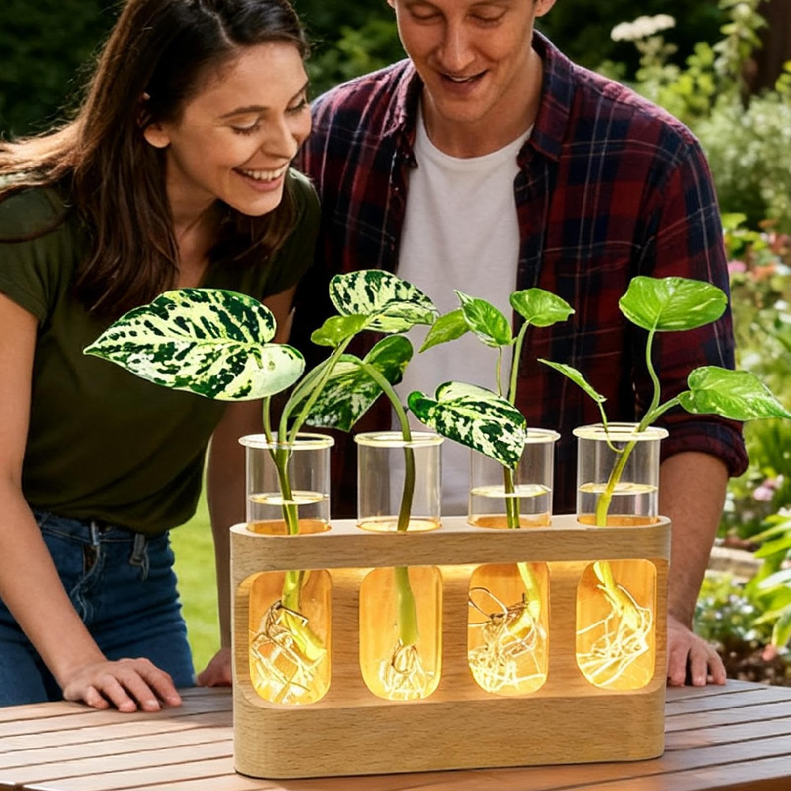 Vase De Propagation Terrarium avec Éclairage LED Réglable
