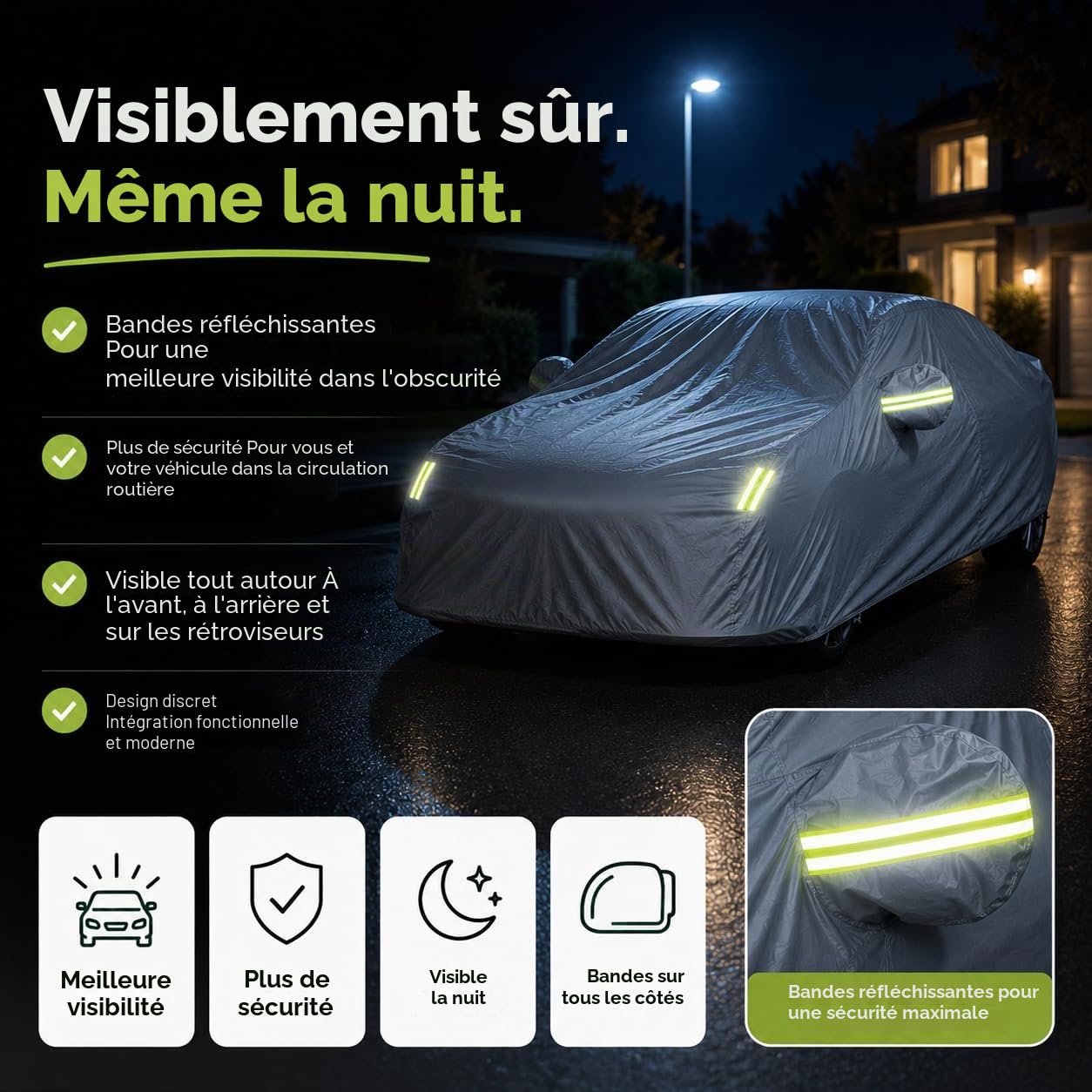 Housse de Voiture - Housse de Voiture - Housse argentée étanche - pour Tous Types de Voitures/bâche de Protection pour véhicules Automobiles