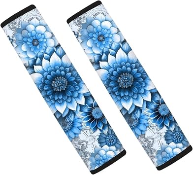 Coldinair Boho Flower Car Seat Belt Pads Cover 2 Packs Soft Comfort Seatbelt Covers for SUV Truck Van Sedans Strap Covers for Adults, Car Seat Belt Cushions Seat Belt Shoulder Pads