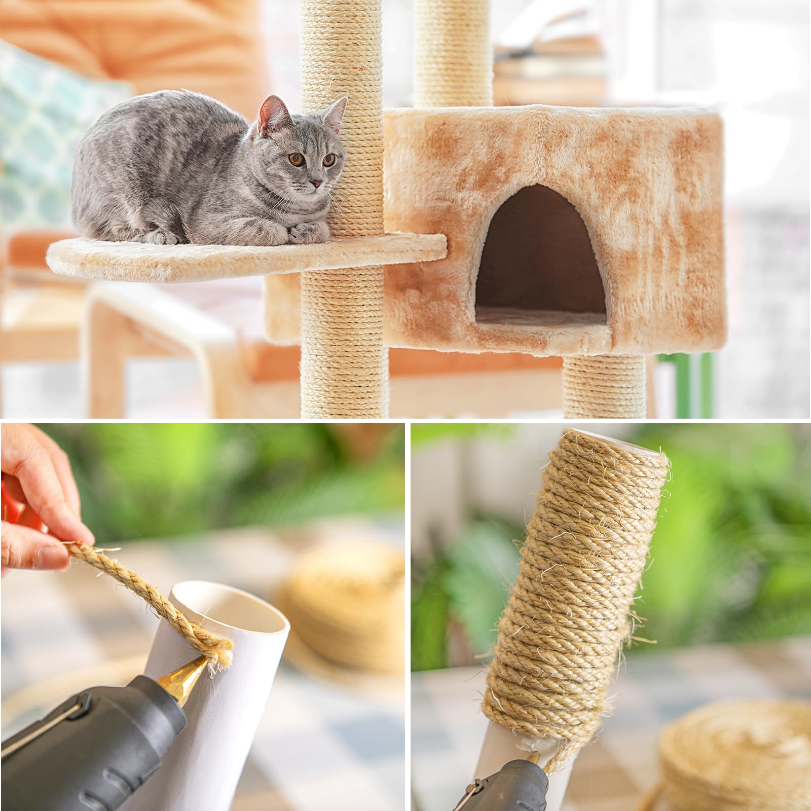 Natürliches Sisalseil Für Kratzbäume – 6 Mm Dick, 20 M Lang, Ersatzseil Für Katzenbaum & DIY