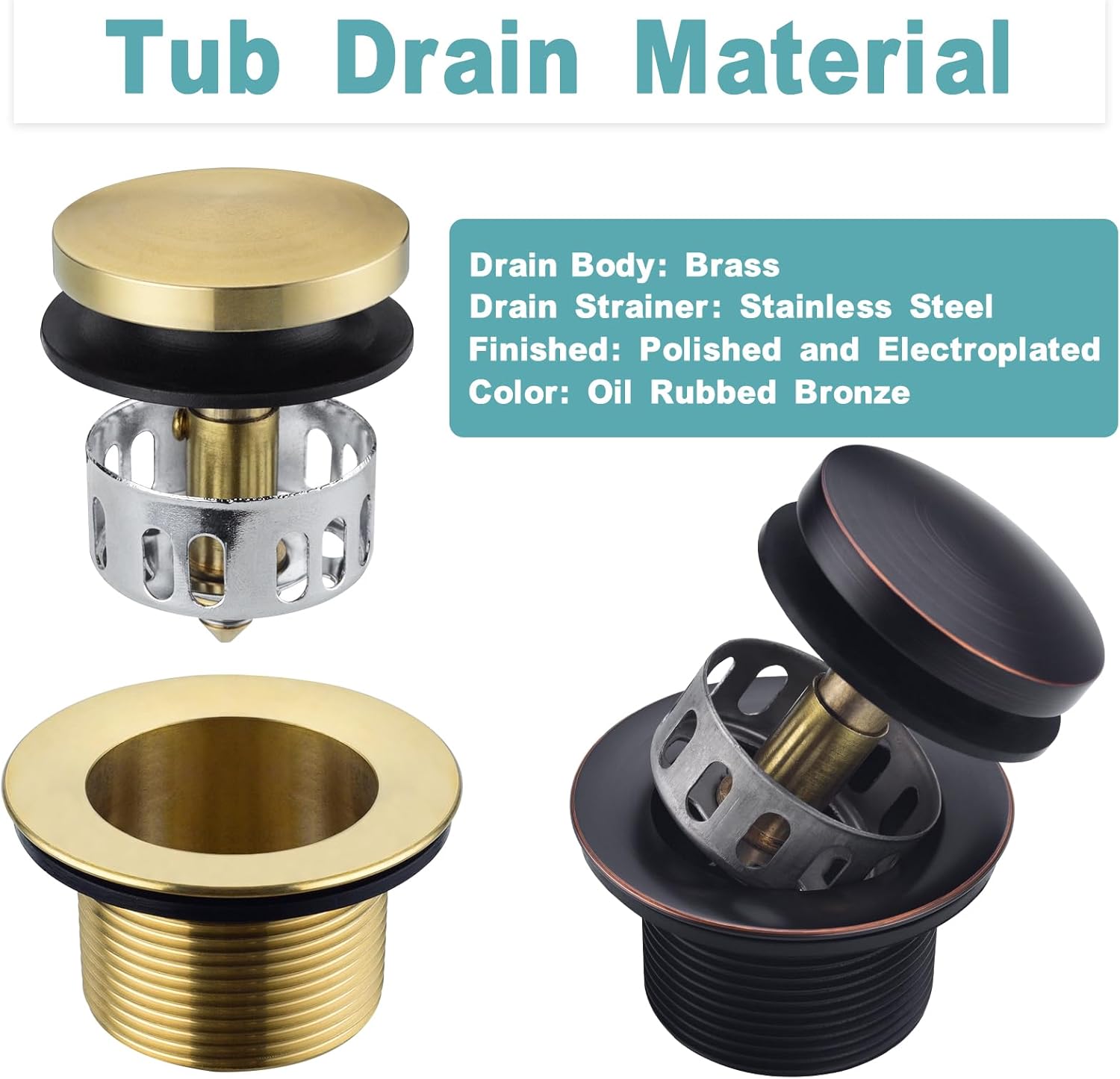 BESTILL Tip-Toe Bathtub Drain Bath Tub Trim Set Conversion Kit with Overflow Faceplate, Oil Rubbed Bronze