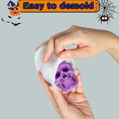 Miniatura 4 de PCFING Moldes de vela de calavera de Halloween, moldes de silicona 3D para resina, jabón, arcilla, fundición de cera de velas, decoración del hogar