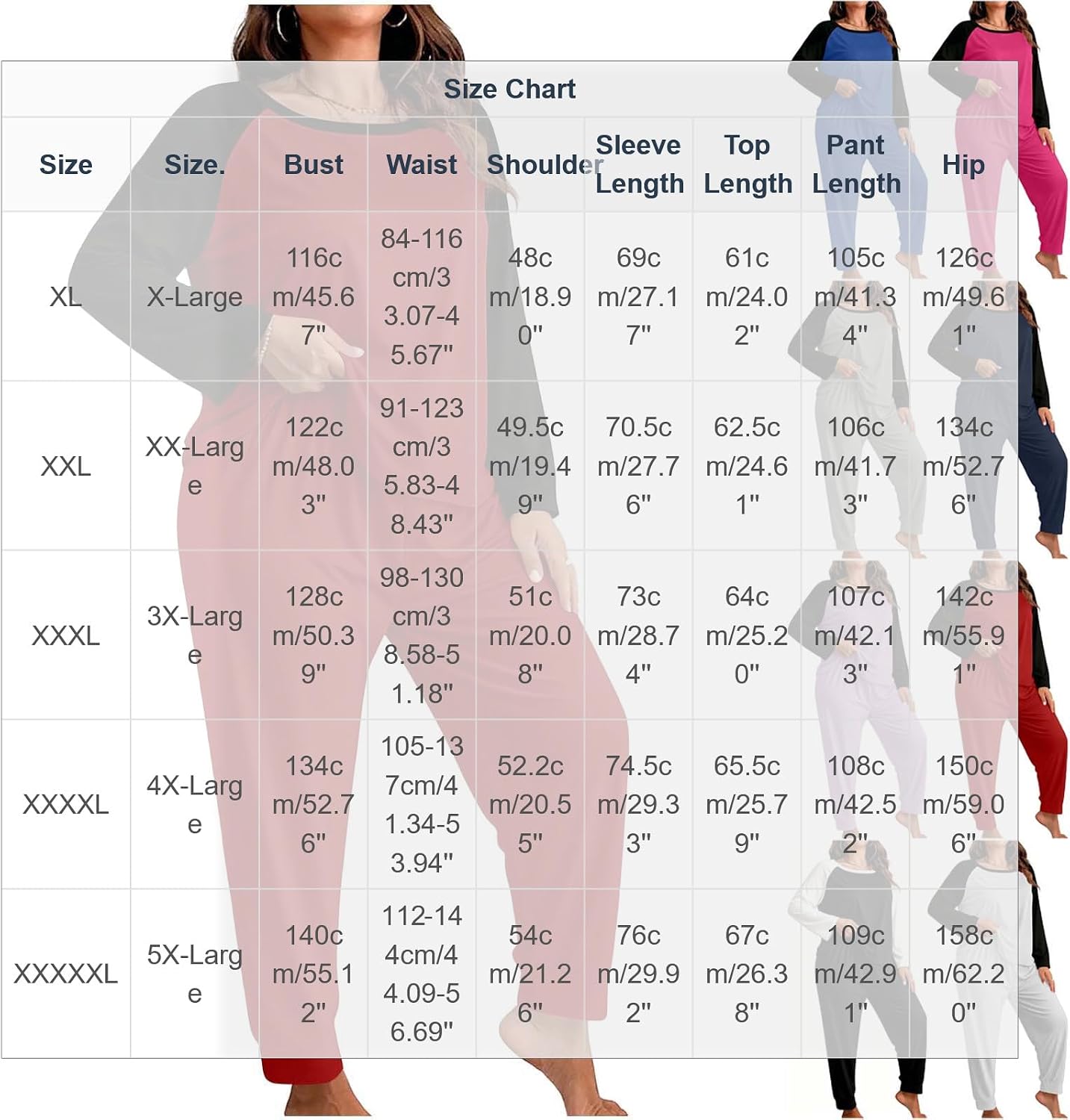 Womens Plus Pajama Set Long Sleeve Crew Color Block | Plus Size Pajama Set for Women Summer Long Sleeve Crew Neck Tops and Pant Pjs 2 Piece Lounge Set Color Block Fall Sleepwear