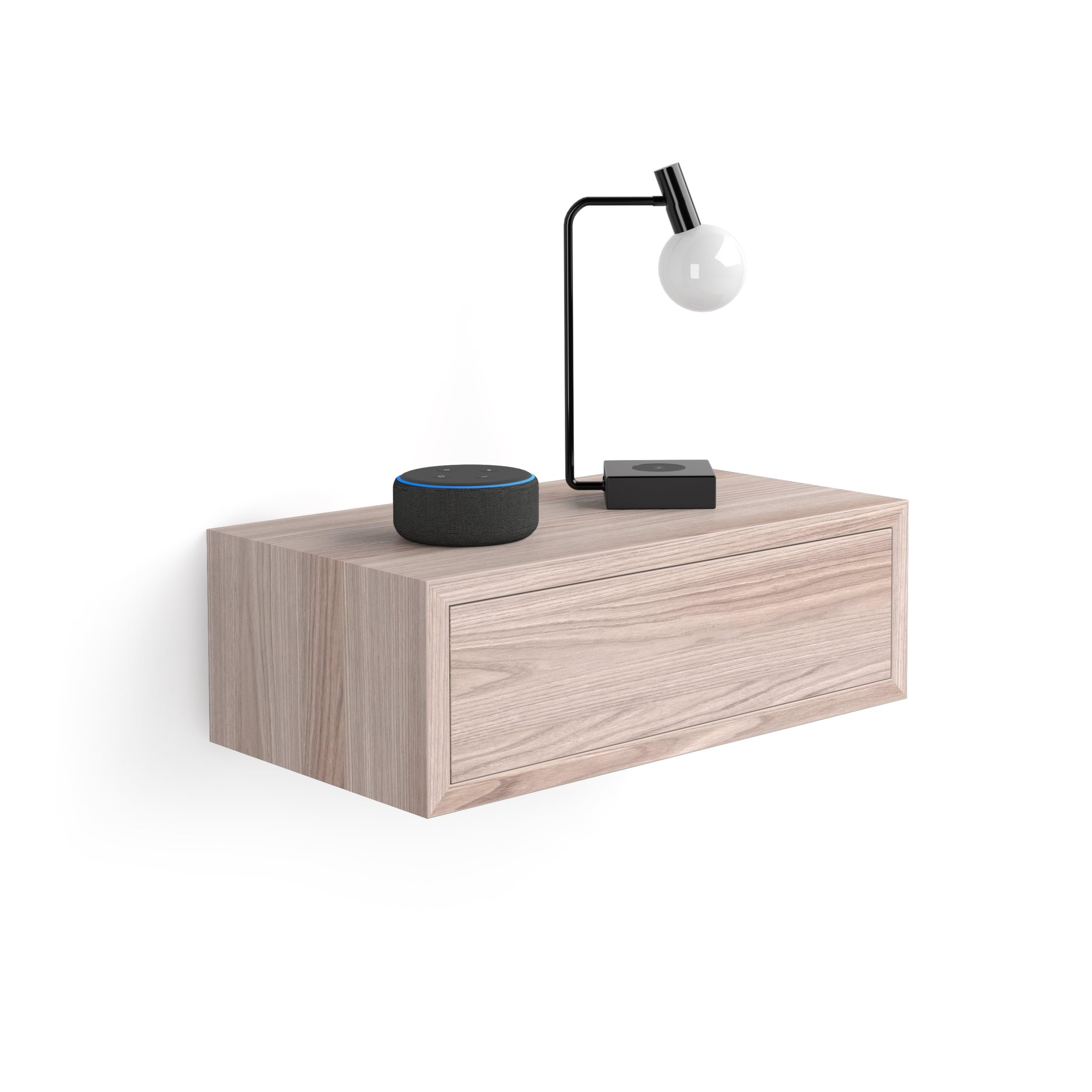 Mobili Fiver, Riccardo Wall bedside table, Pearled Elm, Made In Italy