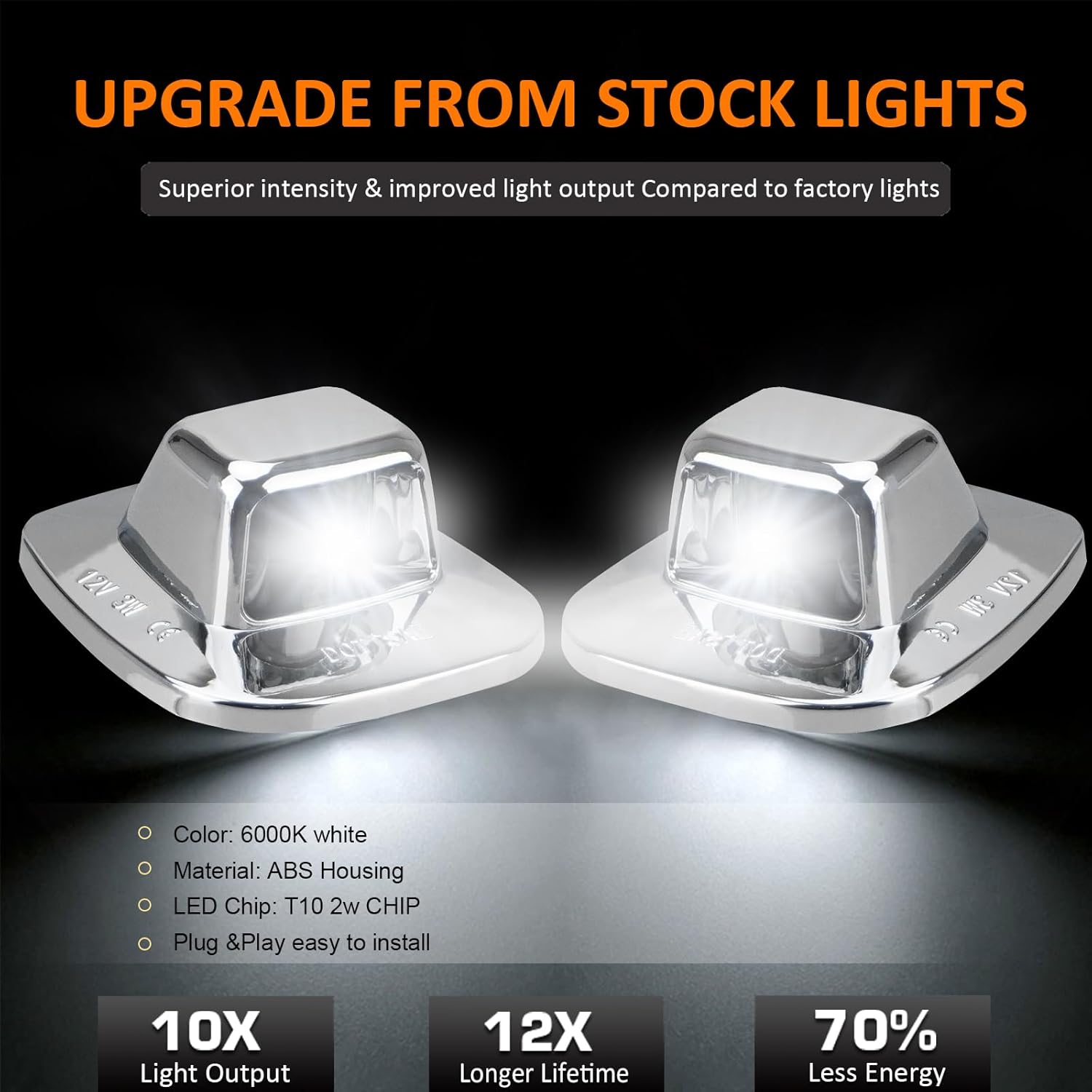 Bestview LED License Plate Light Lamp with Chrome Housing White Bulbs For 1988-1999 Chevy GMC Silverado C/K Series 1500 2500 3500 Suburban Blazer S10 Tahoe Yukon Sonoma S15 Truck Tag Lights Assembly