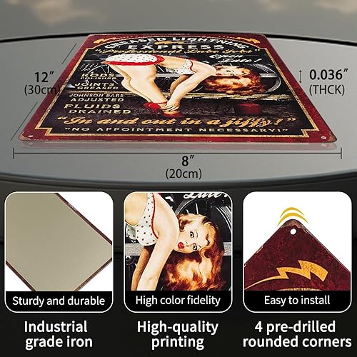 Miniatura 3 de dingleiever -Engrasado Lightning Pin Up Girl Sign This "Professional Lube Jobs" Pin Up Girl Sign is a Great Garage or Man Cave Sign