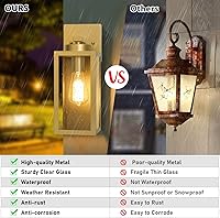 Vista 4 de BesLowe 2-Pack Outdoor Wall Light Fixtures, Exterior Waterproof Wall Lanterns, Porch Sconces Wall Mounted Lighting with E26 Sockets & Glass Shades