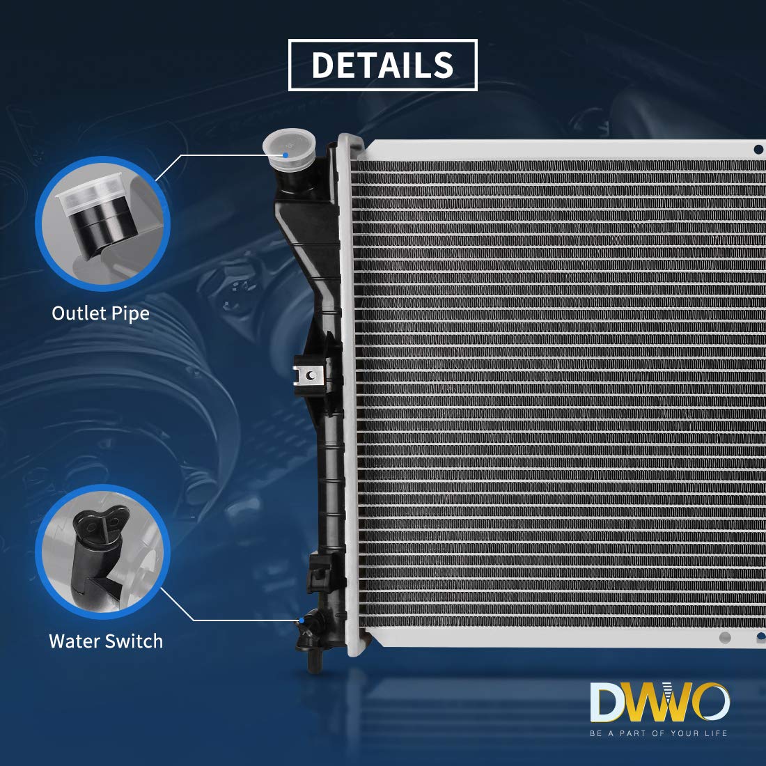 DWVO Complete Radiator Compatible with 2000-2003 Chevy Impala, 2000-2003 Chevy Monte Carlo, 2000-2005 Buick Century, 2000-2004 Buick Regal 3.1L 3.4L 3.8L V6 DWRD1009