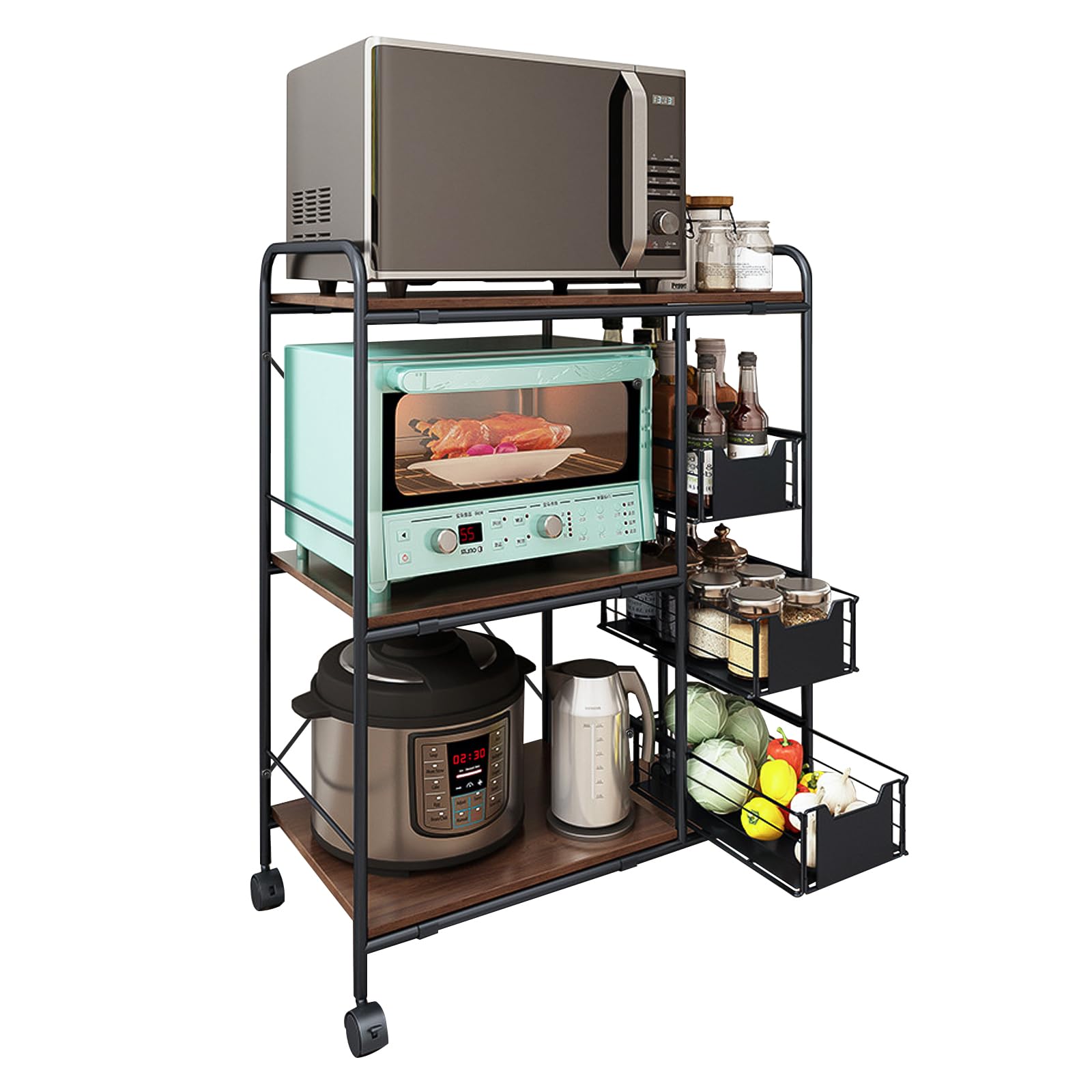 CLIPOP Carrello Portaoggetti A 3 Livelli In Acciaio Inox, Carrello Per Isola Da Cucina, Carrello Portaoggetti (35 X 50 X 75 Cm - Foto 2