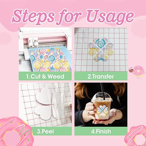 Miniatura 7 de Donut Candy - Vinilo permanente  10 hojas de 12 x 10 pulgadas Sweet Candy Bakes - Vinilo adhesivo autoadhesivo impermeable