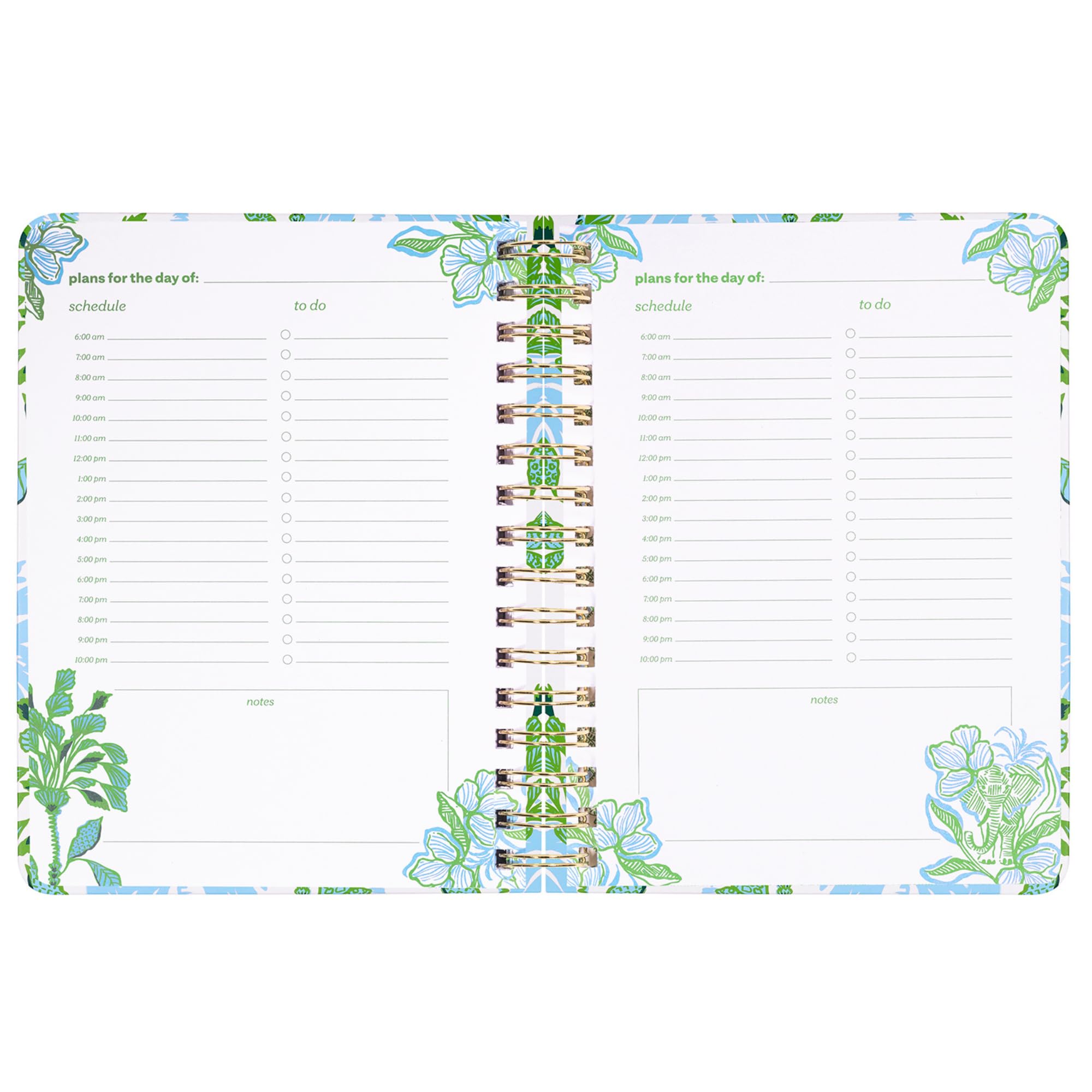 Lilly Pulitzer Undatierter To-Do-Planer, Hardcover-Tagesplaner, persönlicher Organizer mit Stundenplänen und Notizseiten (Swayin in the Breeze)
