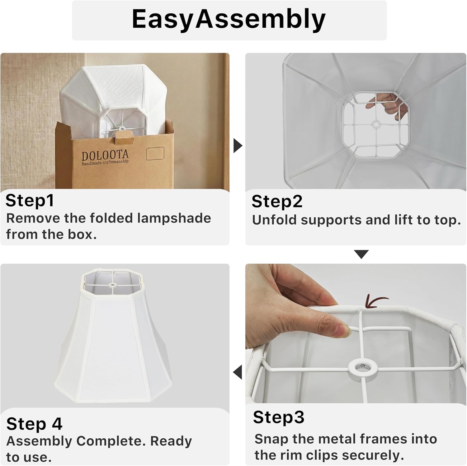 2-Pack White Square Cut Corner Lamp Shades, 6.5" Top × 13" Bottom × 10.6" Height, Spider Fitter – Medium Shade for Table Lamps, Foldable Bell Fabric Lampshade, Modern & Minimalist Home Decor.