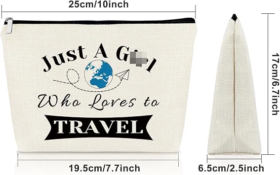 Sazuwu Traveler's Gifts for Women Makeup Bag for International Travelers Cosmetic Bag Gifts for Travel Buddies Beach Girls Vacation Trip Present