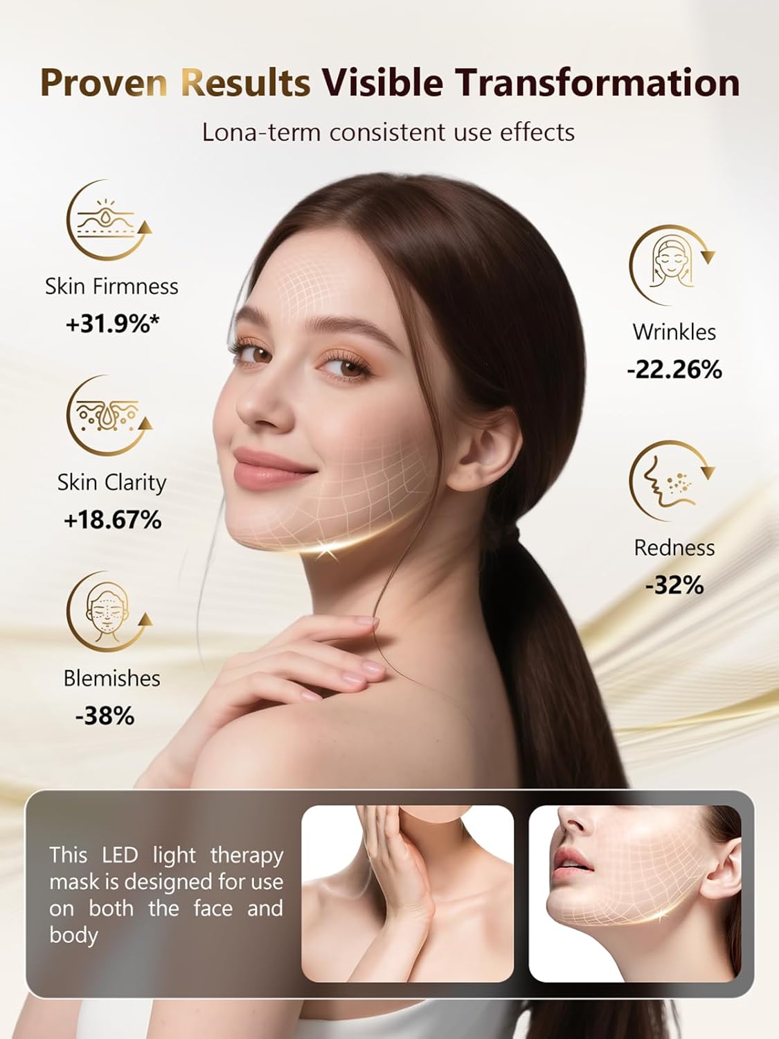 Red Light Therapy for Face, 4 Modes Cordless Face Mask Light Therapy, 2000mAh Rechargeable & 400 LEDs Infrared & Red Light Masks, Facial Fit, Led Light Therapy Skin Care at Home（Black） - Image 3