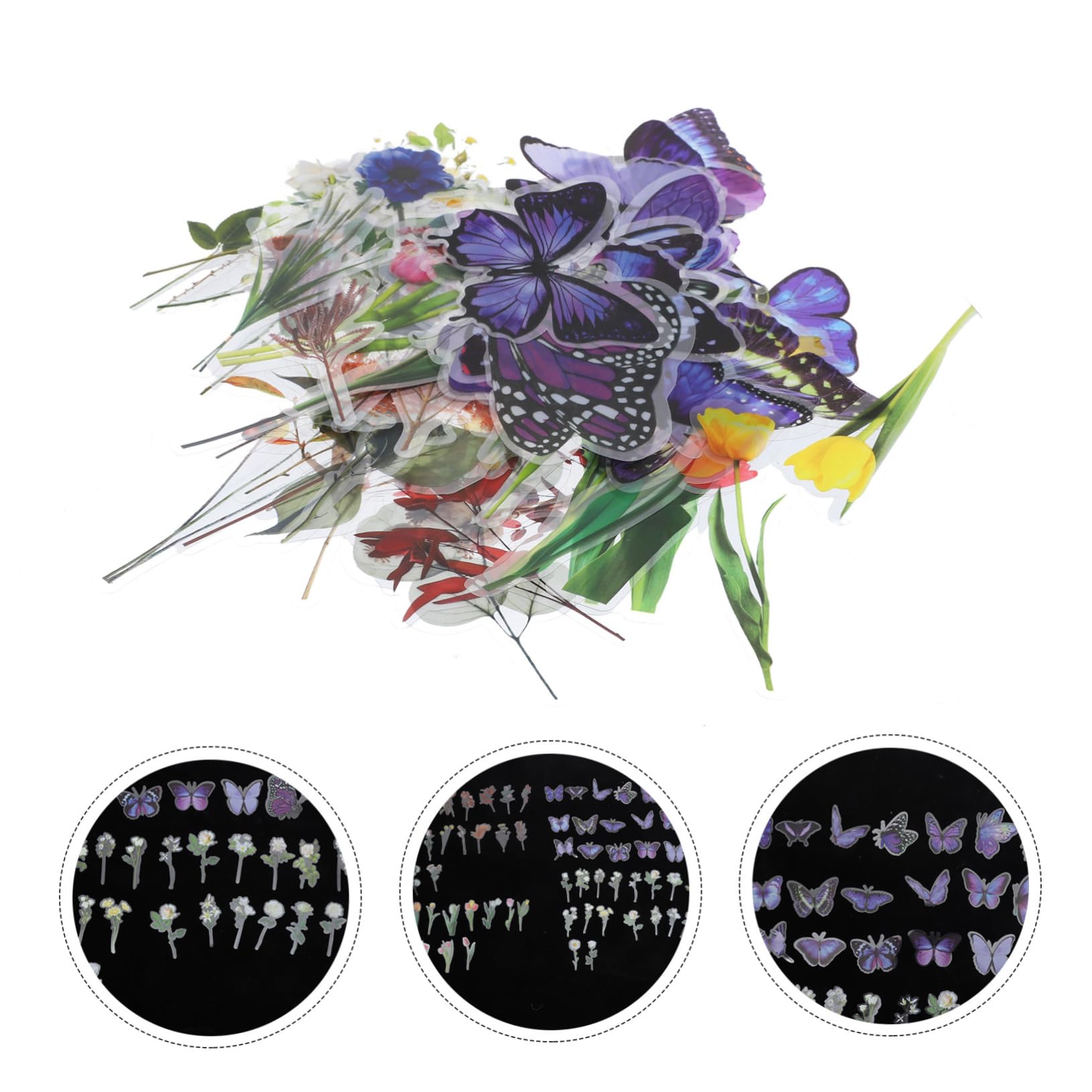 4 Pièces Autocollants Floraux Rétro de Stickers Diy pour Scrapbooking Journal Décorations avec Fleurs Auto Adhésifs par Paquet