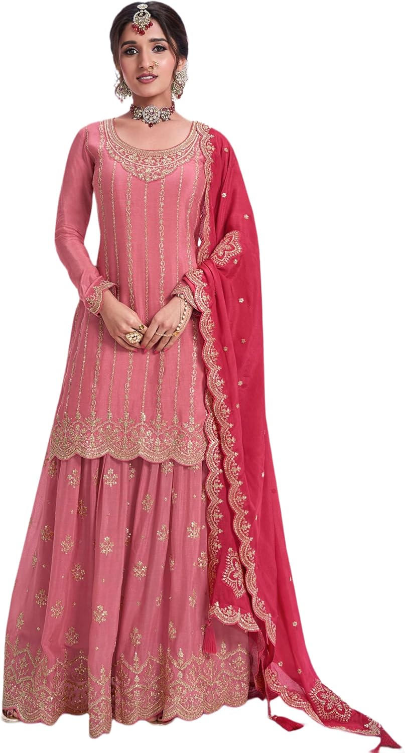 Women’s Eid Special Salwar Kameez Set with Dupatta Festive Ethnic Kurta Sharara Suit