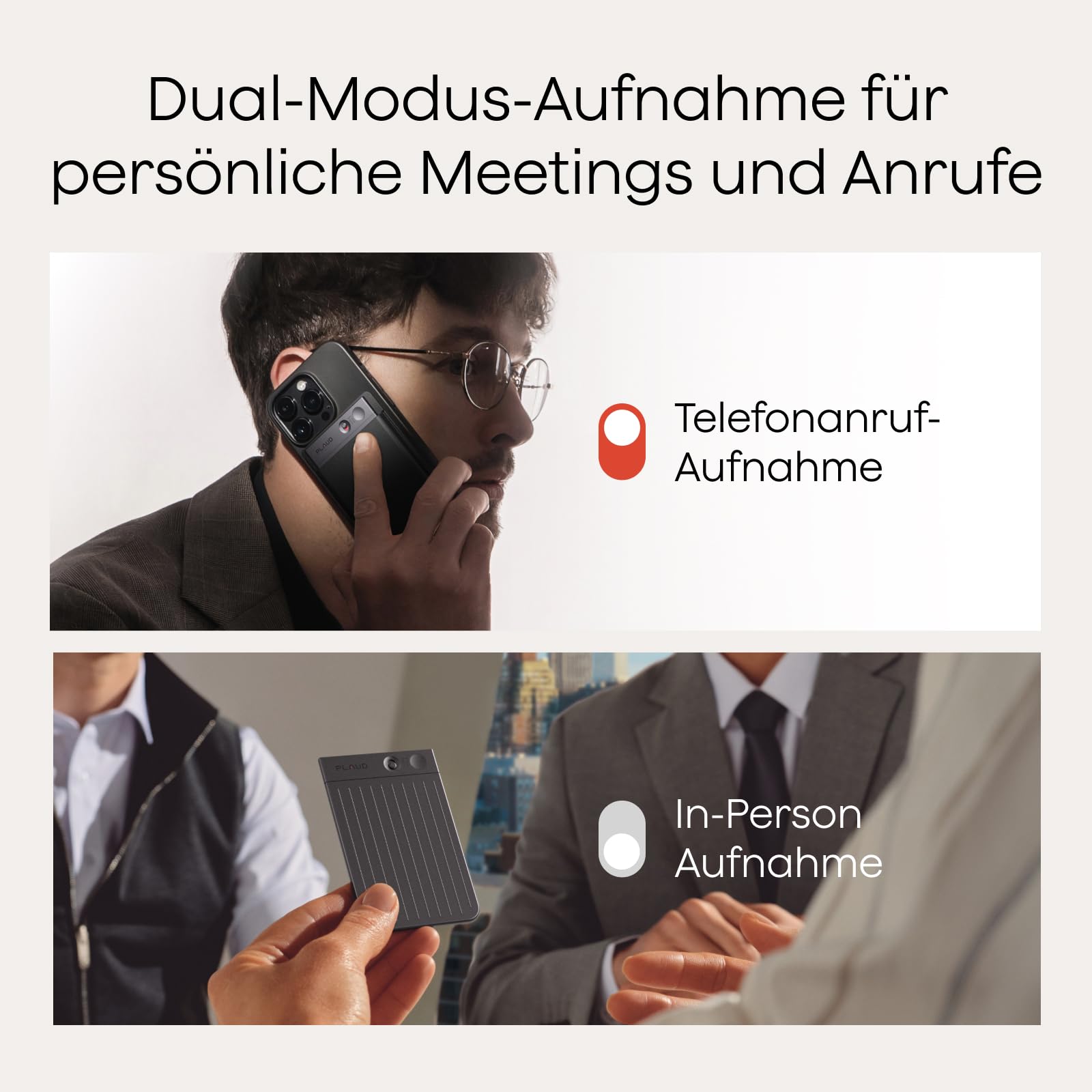 Plaud Note KI Digitales Diktiergerät mit Hülle - 64 GB Aufnahmegerät mit KI-Technologie zum Transkribieren und Zusammenfassen, Profis & Teams One-Touch-Aufnahme (Schwarze Note mit schwarzer Hülle)