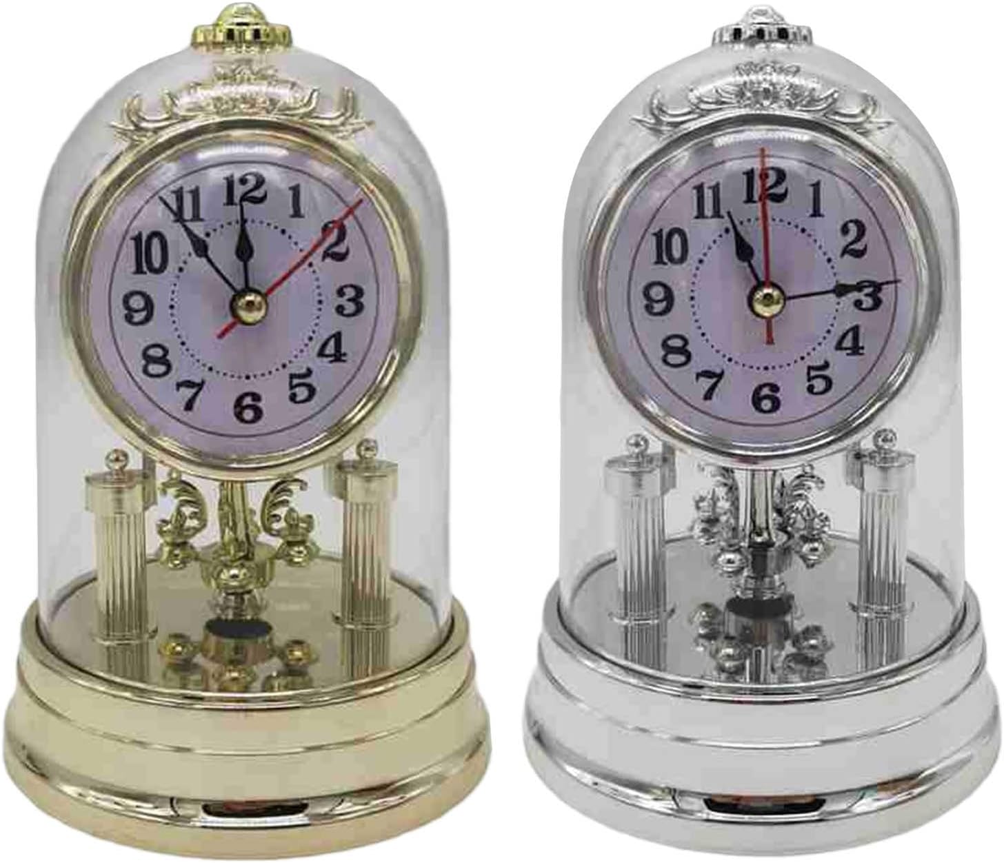 ヨーロピアンレトロテーブルクロック アンティーク ラウンド 静音 Werge 置き時計 クリアクロックカバー付き 寝室 ホームデコレ