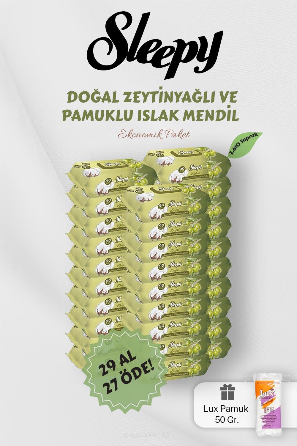 Sleepy 90' lı Zeytinyağlı Pamuklu Bebek Mendili 29 AL 27 Öde Hediyeli