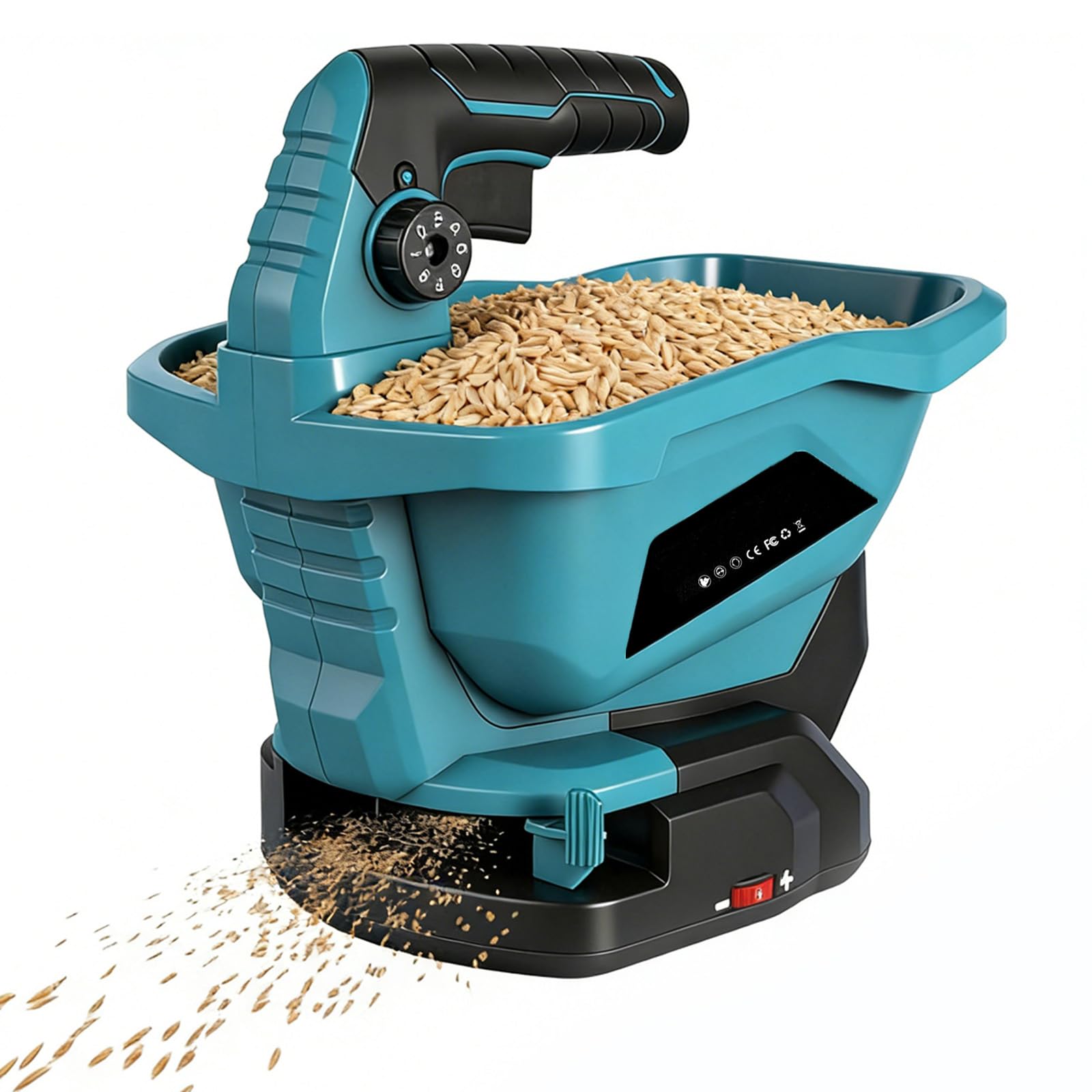 Kabelloser Saatgutstreuer für Makita 18 V Akku (ohne Batterie), Handdüngerstreuer, 6 Geschwindigkeitsstufen, 3,3 l batteriebetriebener Düngerstreuer für Grassamen, Dünger, Salz und Splitt