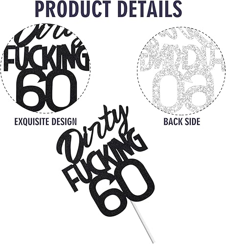 Miniatura 4 de Dirty Fuxking - Decoración para pastel de cumpleaños 60  Decoración para pastel de cumpleaños 60  Decoración divertida para pastel de fiesta de 60