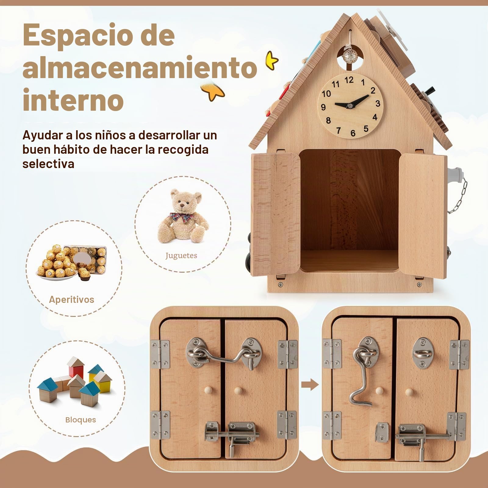RELAX4LIFE Juegos Montessori Busy House, Caseta de actividades ocupada Montessori para niños, juguete sensorial y educativo para 1/2/3/4/5 años