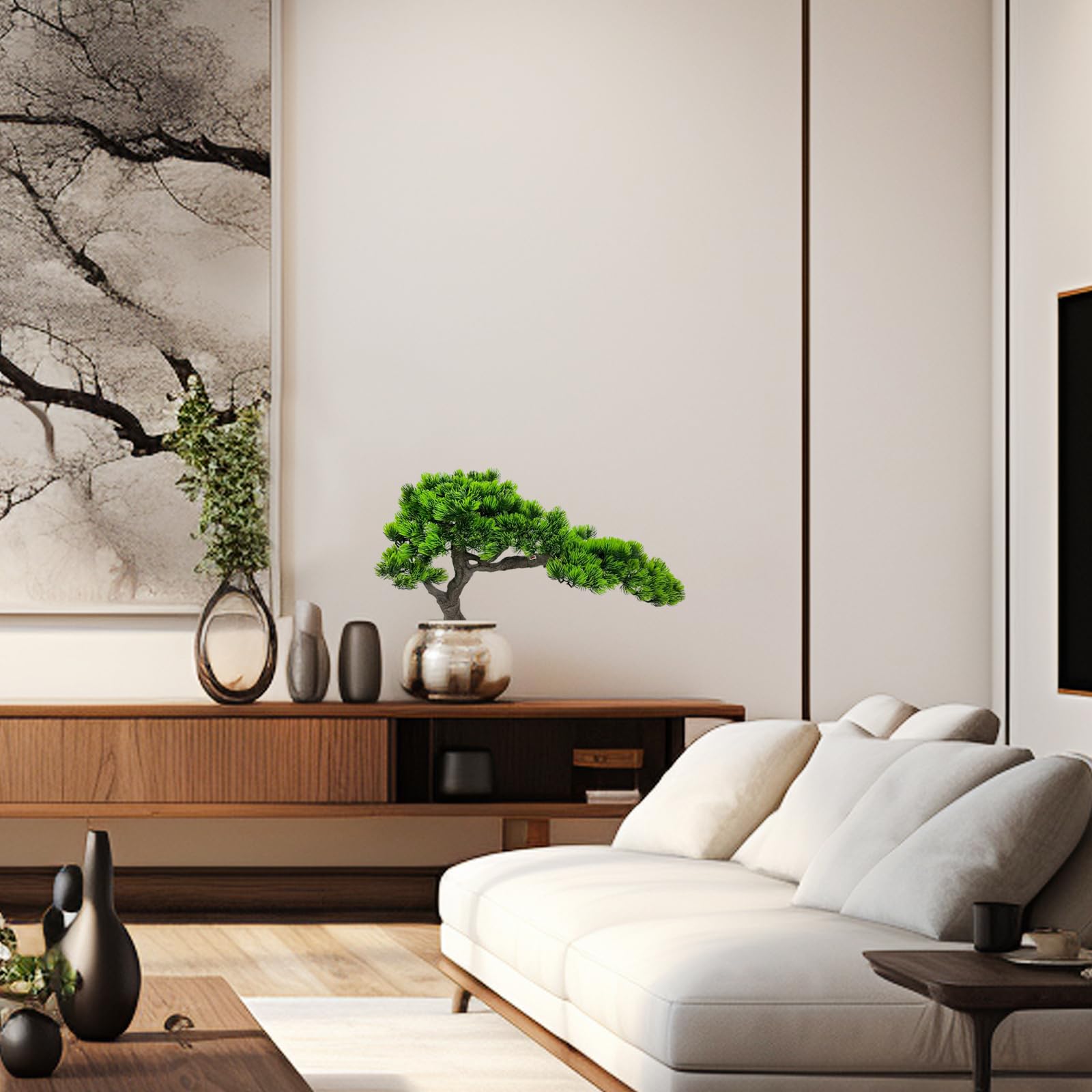 VIGGDA 3ft（36in） Artificial Bonsai Tree Juniper Faux Plants Indoor Big Fake Plants Decor with Ceramic Pots for Home Table Office Desk Shelf Bedroom Living Room Decorations (Green): Green 15in