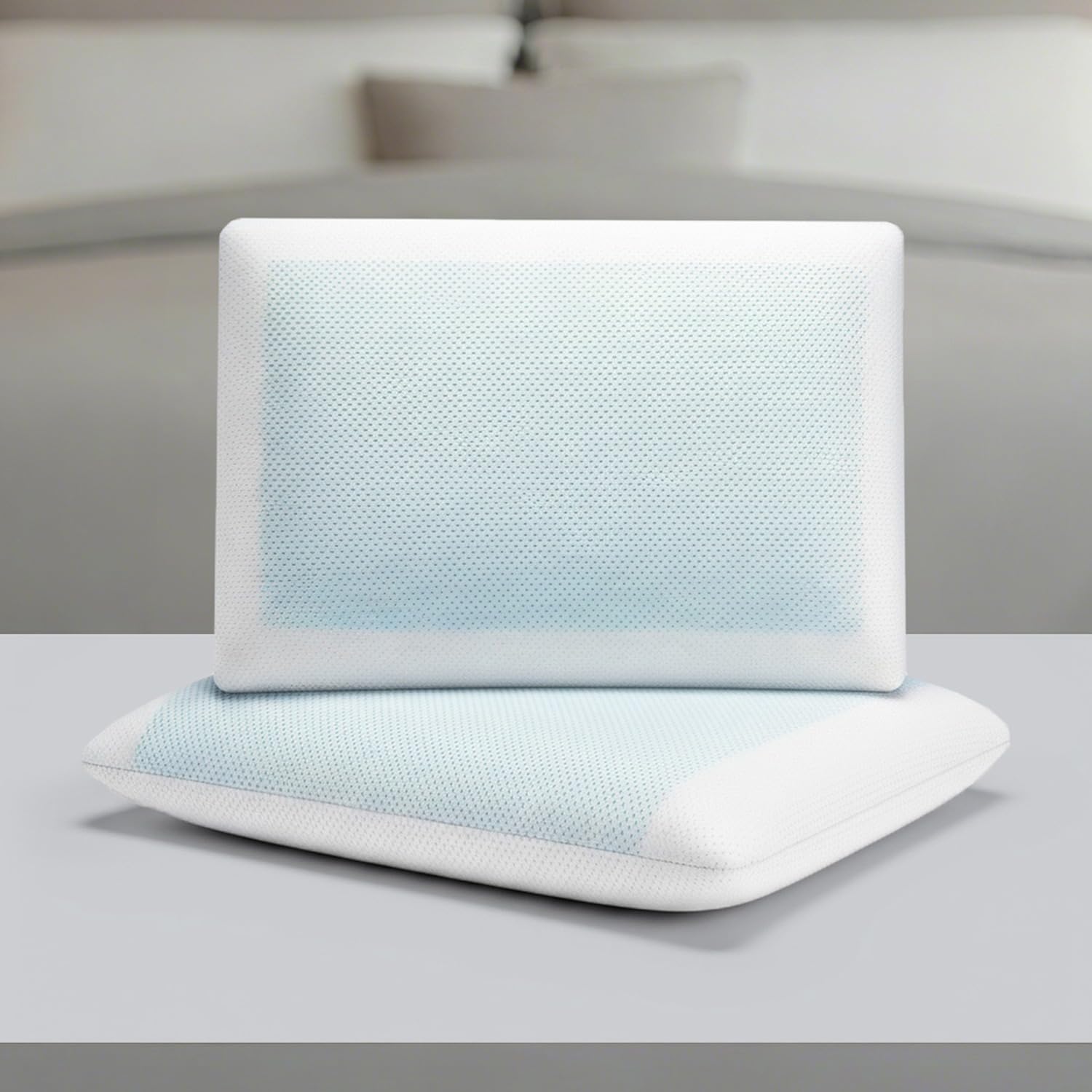 GC GAVENO CAVAILIA Cooling Memory Foam Pillow Pack of 2 | Gel Shredded Memory Foam Pillows For Stomach Side Sleeper Bed Pillow 60x40 Cm | Medium Firm Back Shoulder Support Neck Pillow For Sleeping
