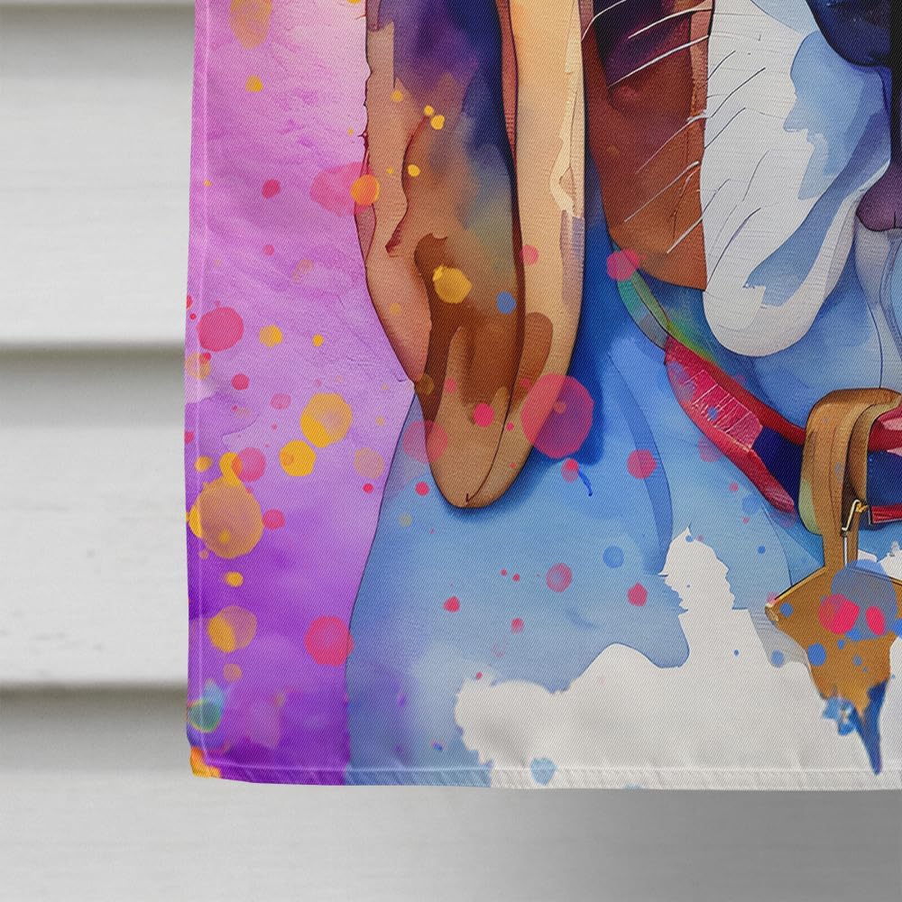 Caroline's Treasures DAC2454CHF Basset Hound Hippie Dawg House Flag Large Porch Sleeve Pole Decorative Outside Yard Banner Artwork Wall Hanging, Polyester, House Size, Multicolor