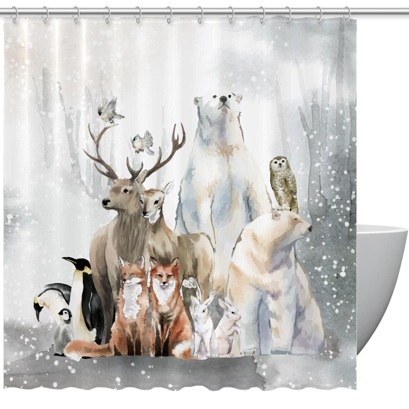 Rideau de douche imperméable animaux pour créer une ambiance bien-être