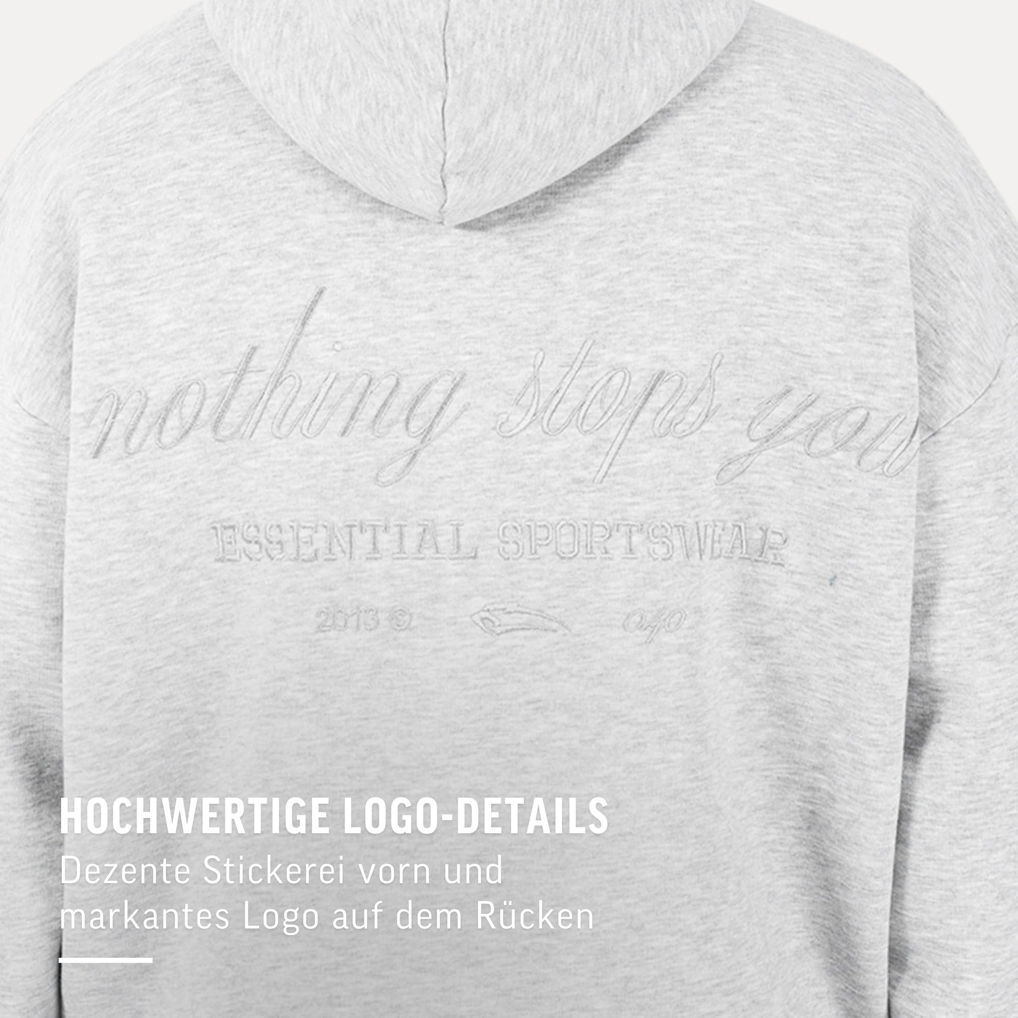SMILODOX Hoodie Herren Kaleo, Oversize Kapuzenpullover mit Logo-Stickerei Brust & Rücken, Tunnelzug Kapuze, Kängurutasche, Rippbündchen, Urbaner Sweatshirt Style, ideal für Gym & Freizeit