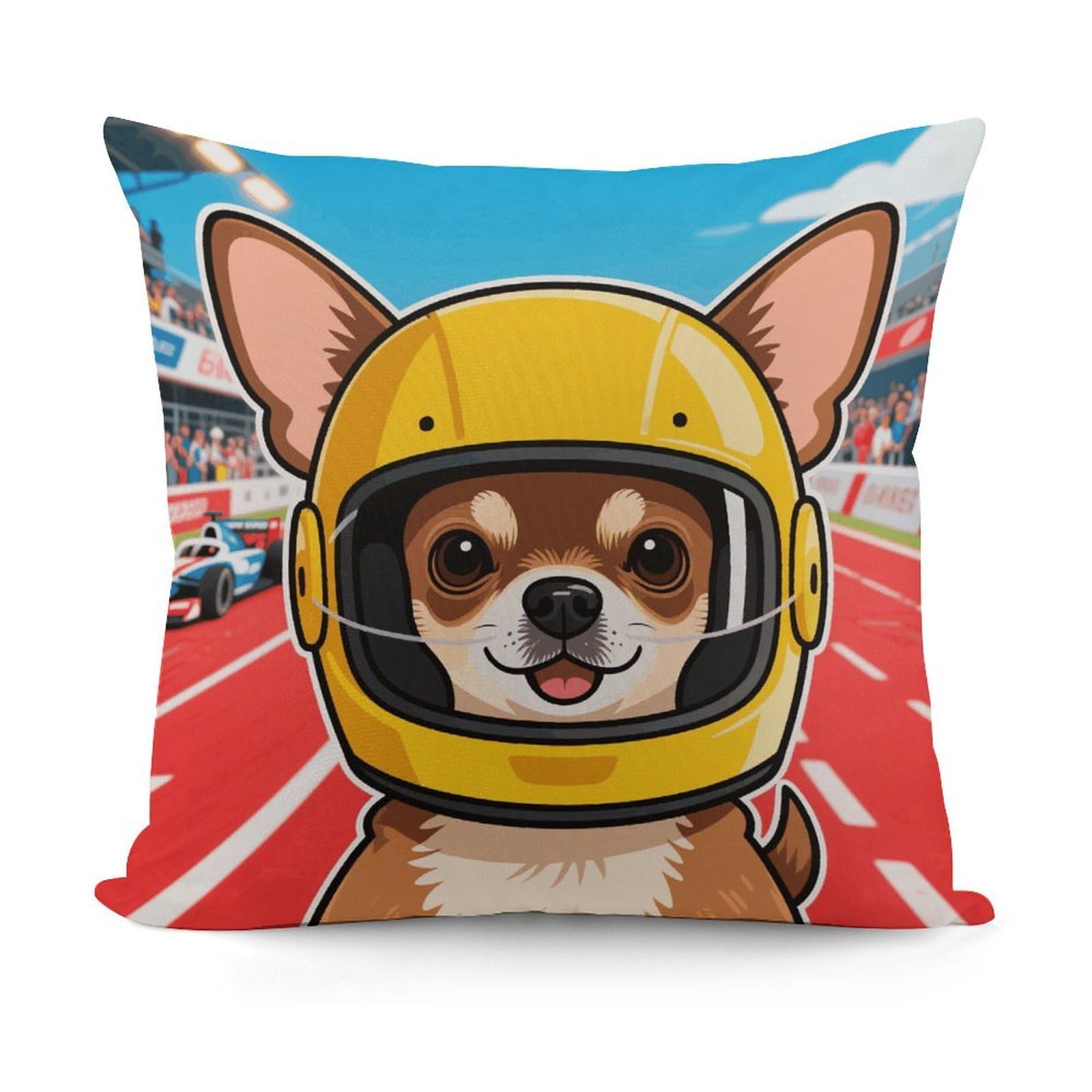 VstaDank Chihuahua on Track Pillow Cover with Invisible Zipper Square Throw Pillowcase Plush Couch Sofa Pillow Case 18x18 Inch Decorative Throw Cushion Covers for Sofa Living Pillowcover