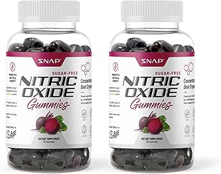Snap Supplements Sugar Free Nitric Oxide Beet Root Gummies - Heart Health, Energy Boost, Circulation, Beet Root Chewables, Beetroot Nitric Oxide Booster, 120 Gummies