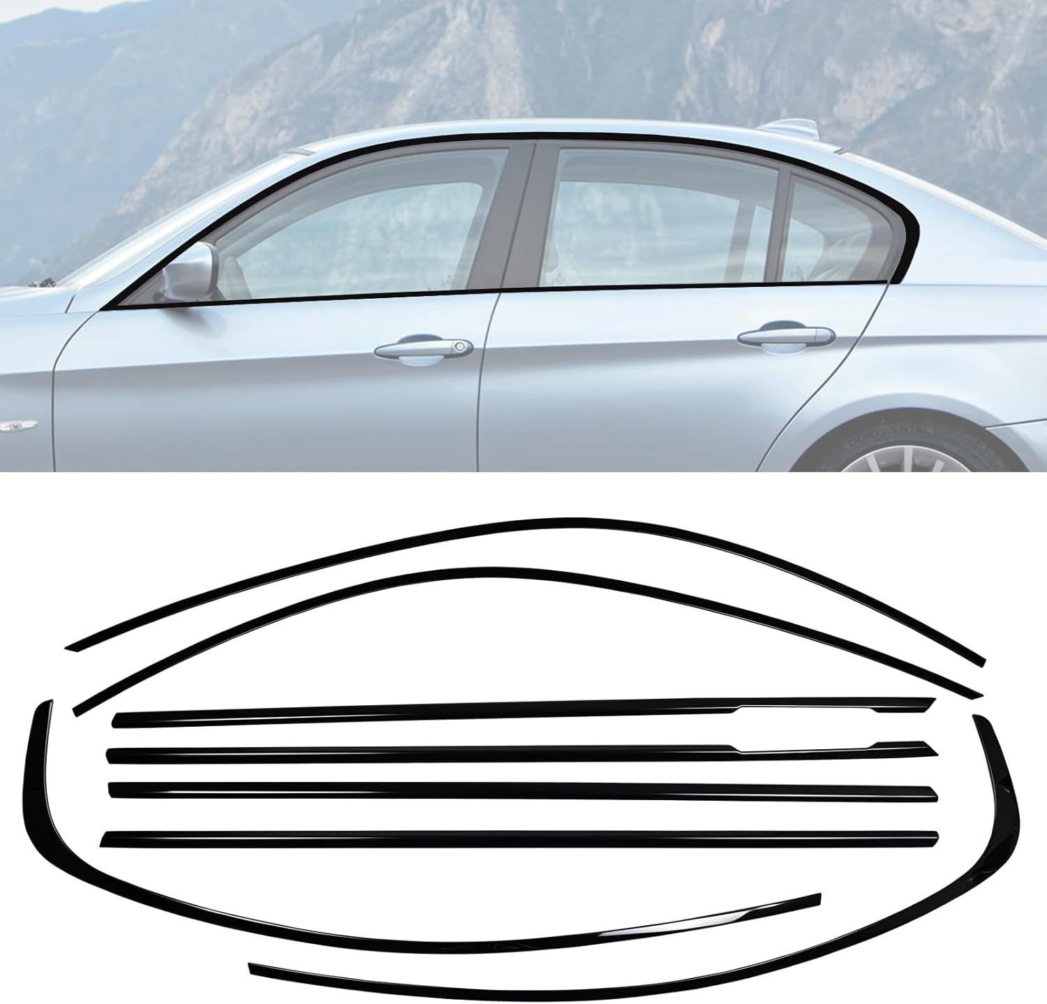 Stainless Steel Window Trim Chrome Delete for BMW E90 2006-2011 Black Window Trim Blackout Kit