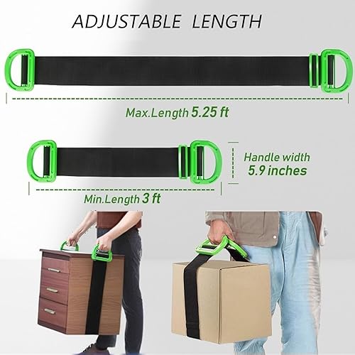 Miniatura 2 de Correas móviles ajustables que soportan hasta 400 libras, de mano para muebles, cajas, leña, electrodomésticos, bancos, 1 paquete