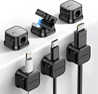 Pacote com 6 clipes magnéticos para cabos [cabo ajustável suave] Suporte de cabo, gerenciamento de cabos sob a mesa, organizador de suporte de fio adesivo JOYROOM para casa, escritório, mesa,