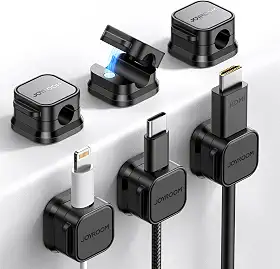 Pacote com 6 clipes magnéticos para cabos [cabo ajustável suave] Suporte de cabo, gerenciamento de cabos sob a mesa, organizador de suporte de fio adesivo JOYROOM para casa, escritório, mesa,