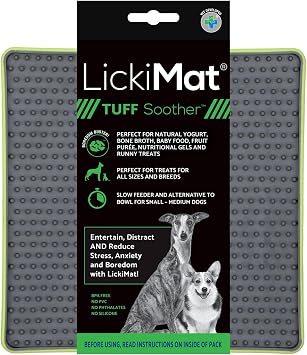LickiMat Tuff Soother Slow Feeder Lick Mat for Dogs, Green, Boredom Aid
