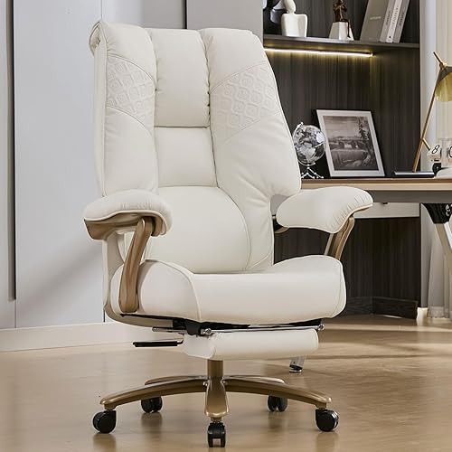 Silla de oficina ejecutiva grande y alta con reposapiés, capacidad de 400 libras, silla de oficina ergonómica de respaldo alto con soporte lumbar