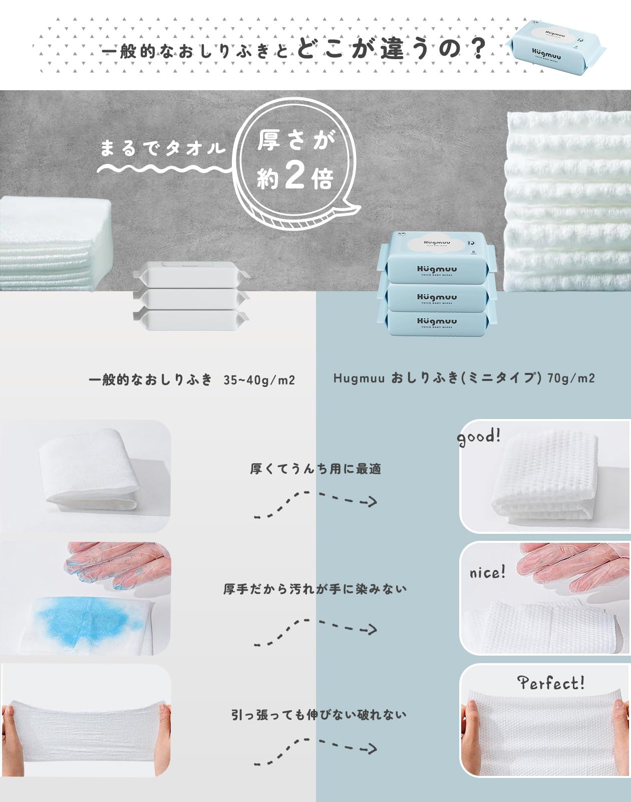 Hugmuu (ハグムー) おしりふき ミニ 携帯用 おしり拭き ミニサイズ 持…