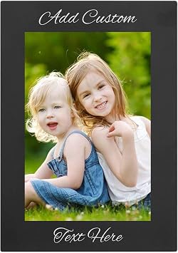 CustomGiftsNow Personalized Add Your Custom Text Engraved Anodized Aluminum Hanging/Tabletop Personlized Group Family Photo Picture Frame 4x6-inch Vertical Black